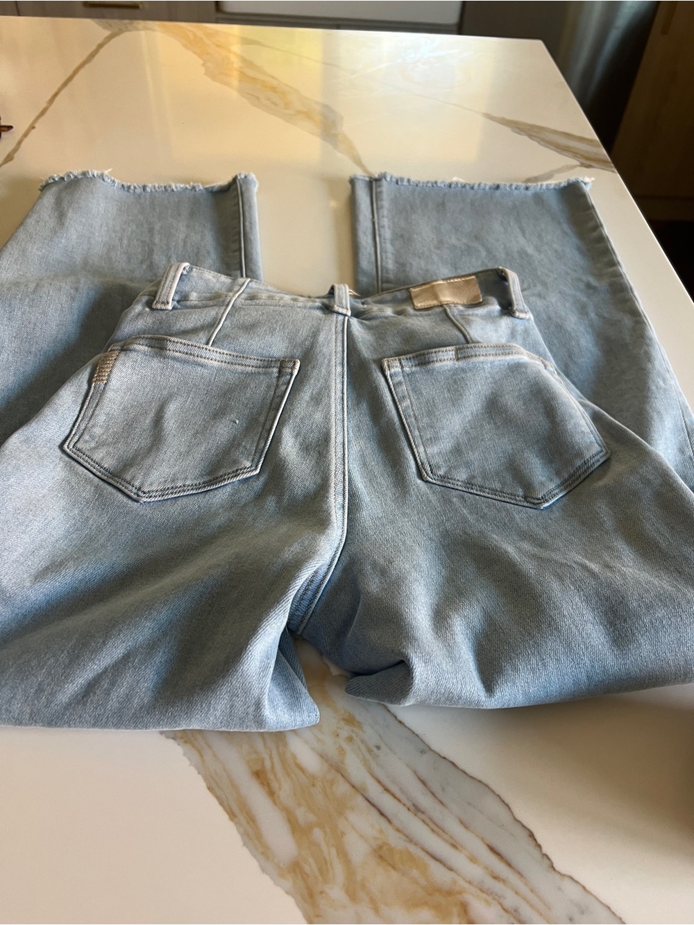 PAIGE Light Blue High-Rise (ANESSA) PETITE SIZE 25 Wide-Leg Jeans - Picture 5 of 13